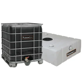 Black and white water holding tanks for portable sanitation service