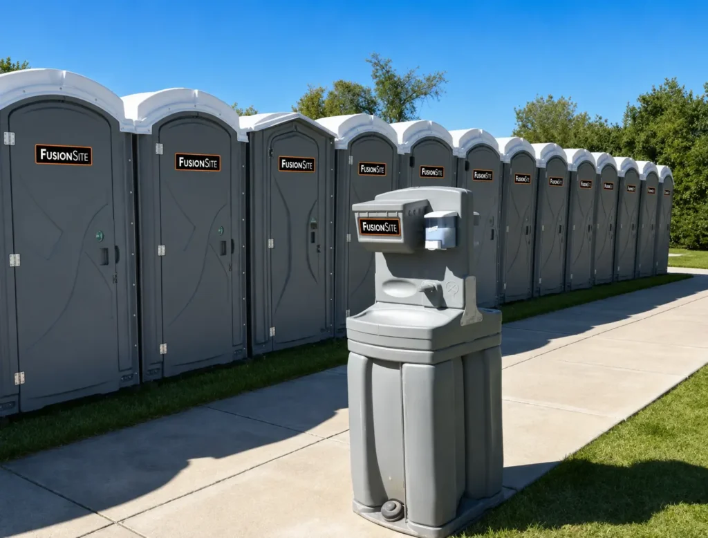 Portable toilet rentals staged for delivery in Cedar Rapids, Iowa