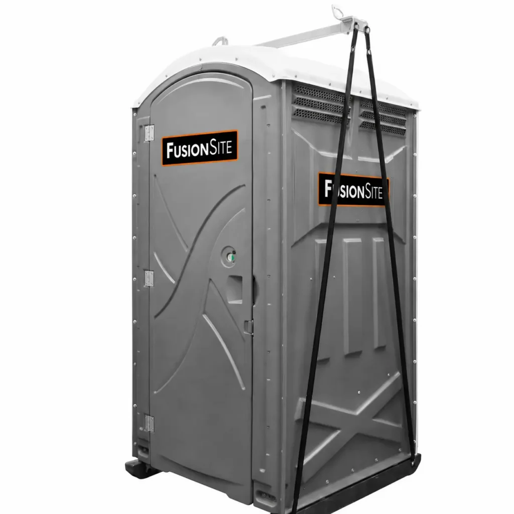 Portable toilet rentals set up on a Cedar Rapids, Iowa construction site